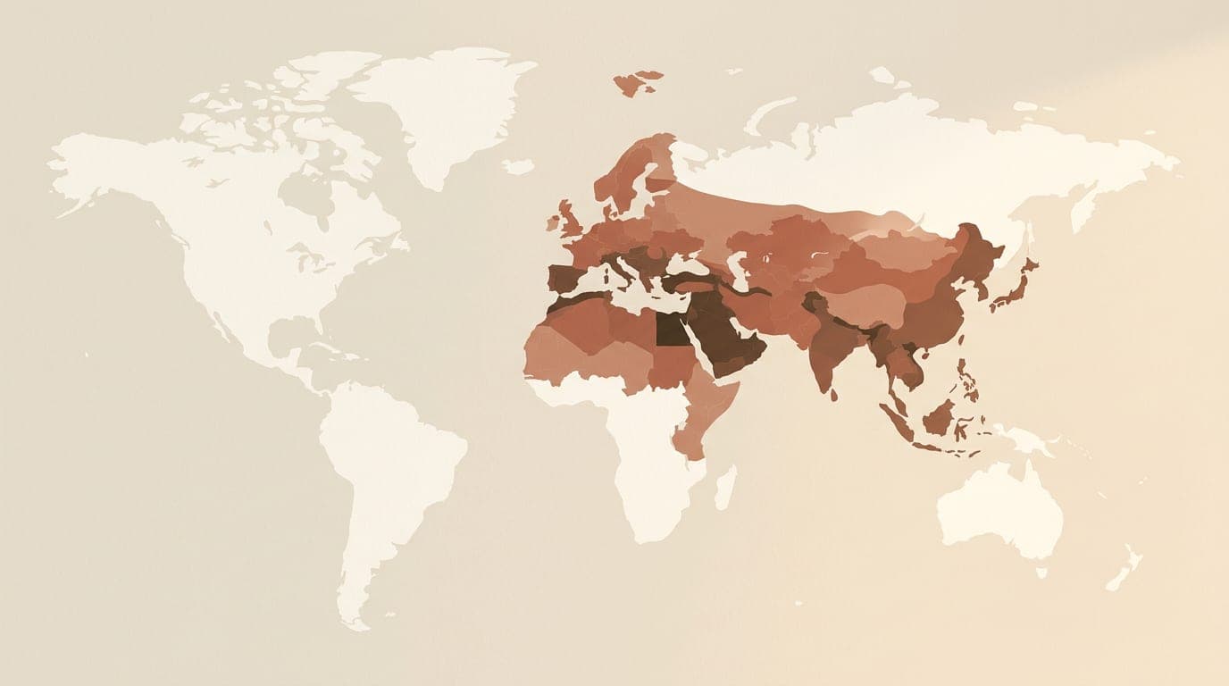 A muted-color world map showing the native ranges of hedgehog species across Europe, Africa, the Middle East, and parts of Asia