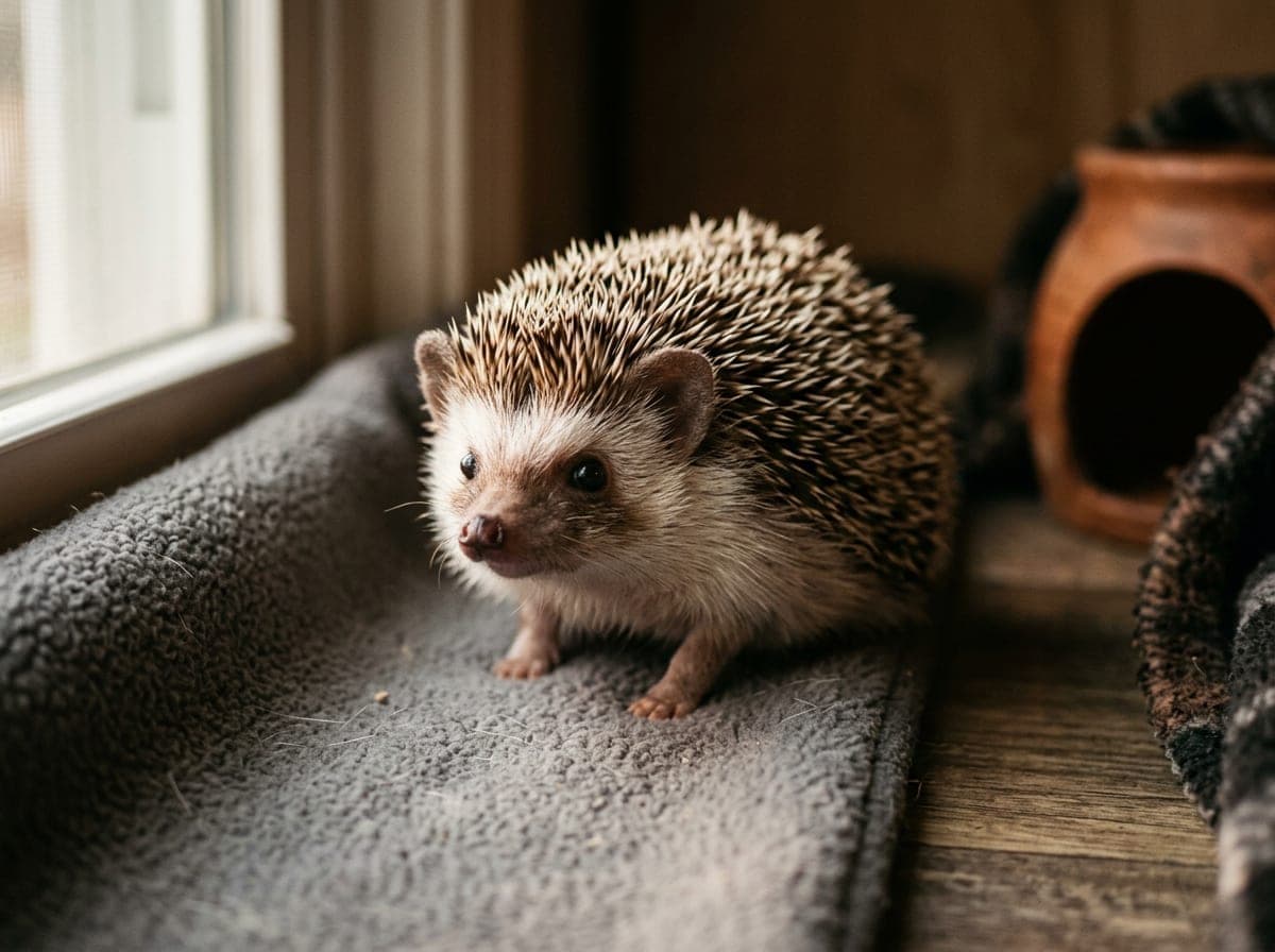 Mochi the African pygmy hedgehog at 8 weeks, first night home